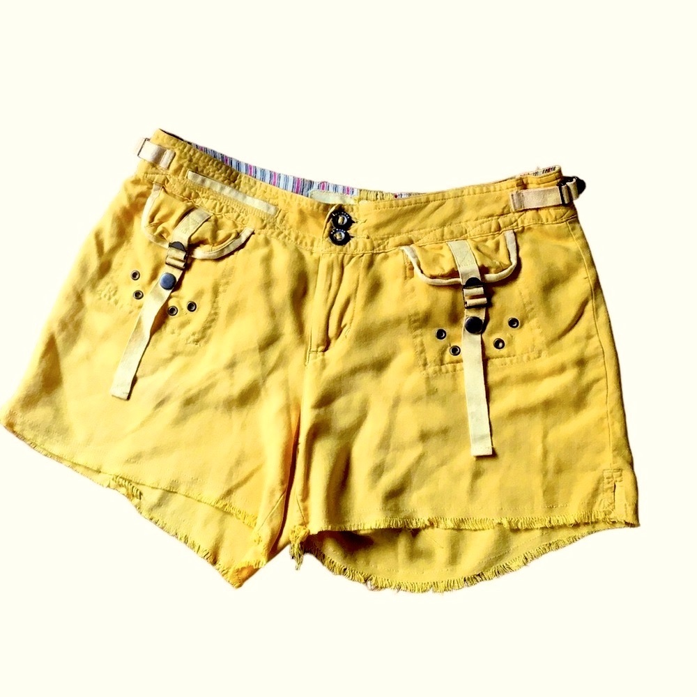 Sunny Yellow DaNang Cut Off Cargo Shorts - Picture 2 of 9